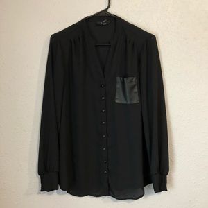 Alfani Faux Leather Detail Blouse